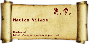 Matics Vilmos névjegykártya