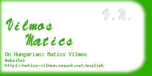 vilmos matics business card